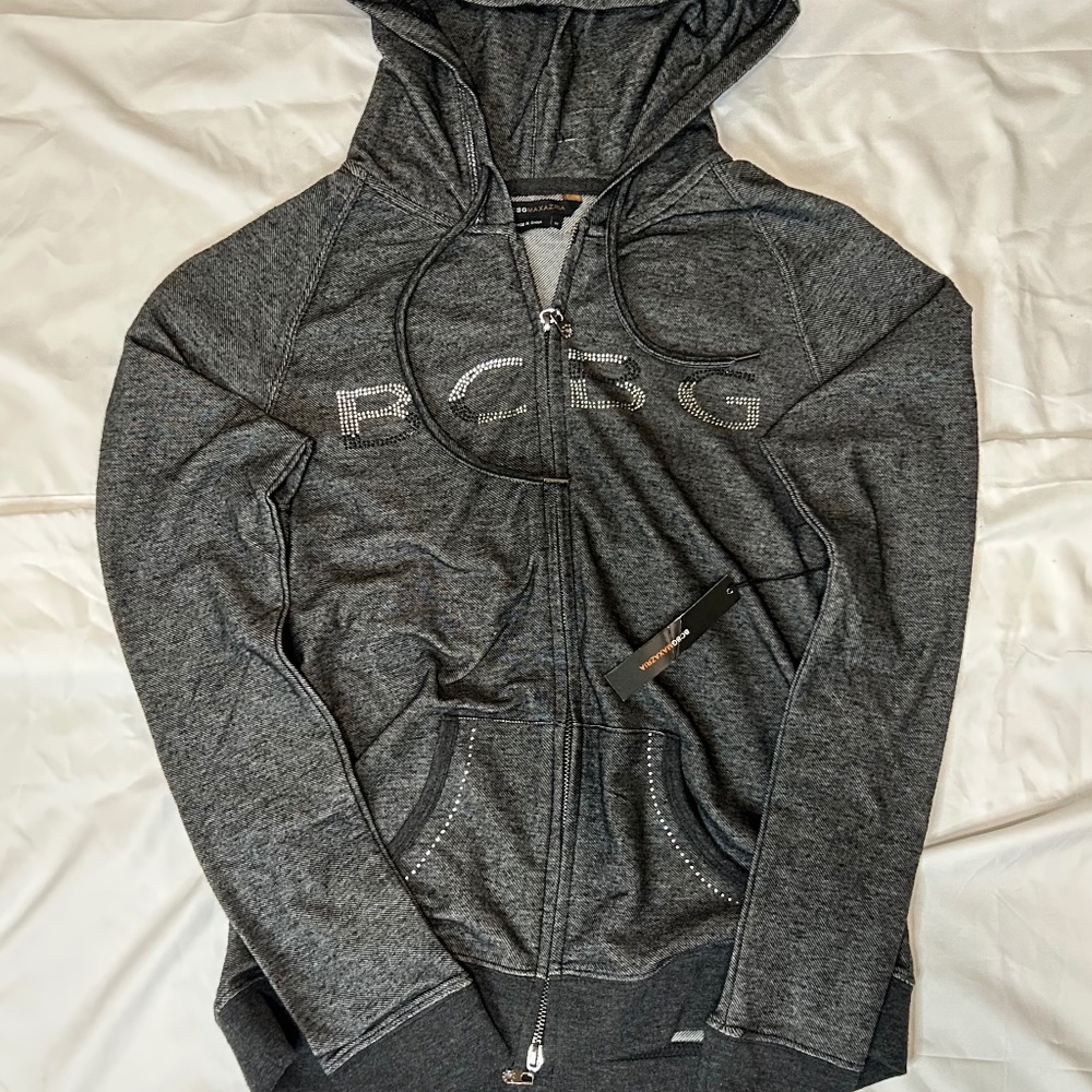 Woman’s Grey BCBG Maxazria zip-up hoodie Y2k